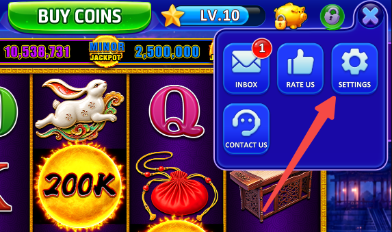 The Settings button in the upper-right game menu